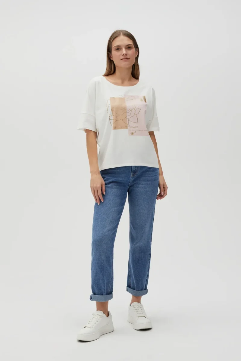 WOMEN'S TSHIRT L-TS-4632 OFF WHITE - Imagen 3