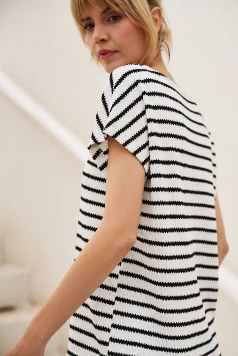 WOMEN'S TSHIRT L-TS-4694 WHITE_BLACK - Imagen 3