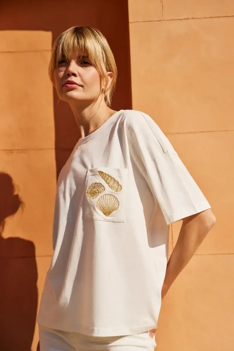 WOMEN'S TSHIRT L-TS-4724 OFF WHITE