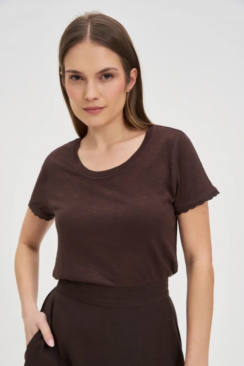 WOMEN'S TSHIRT L-TS-4672 D.BROWN - Imagen 2