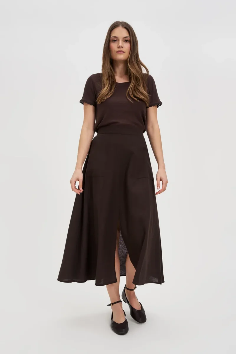 WOMEN'S TSHIRT L-TS-4672 D.BROWN - Imagen 3