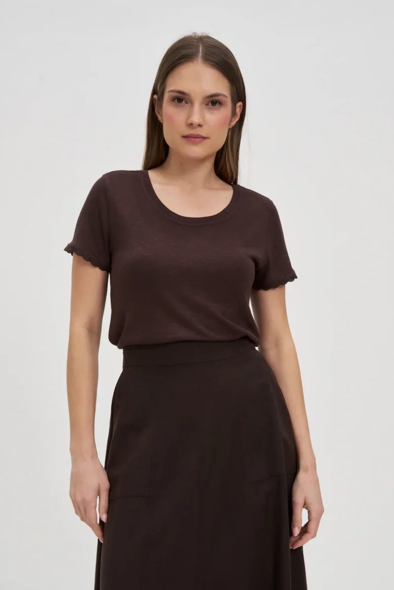 WOMEN'S TSHIRT L-TS-4672 D.BROWN