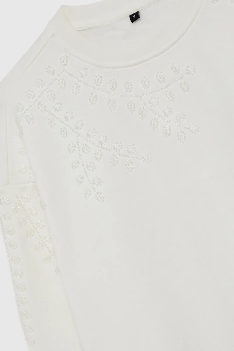 WOMEN'S SWEATSHIRT L-BL-4612 OFF WHITE - Imagen 3
