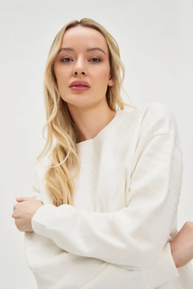 WOMEN'S SWEATSHIRT L-BL-4612 OFF WHITE - Imagen 7