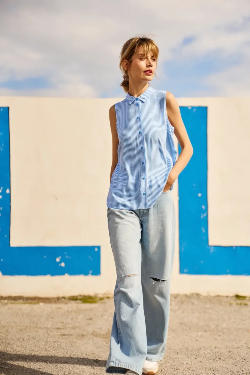 WOMEN'S SHIRT L-KO-4663 WHITE_BLUE - Imagen 2