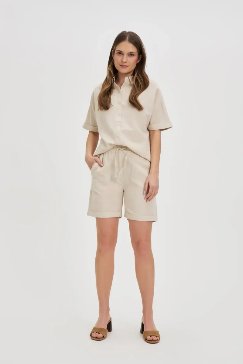 WOMEN'S SHORTS L-SH-4613 L.BEIGE MEL