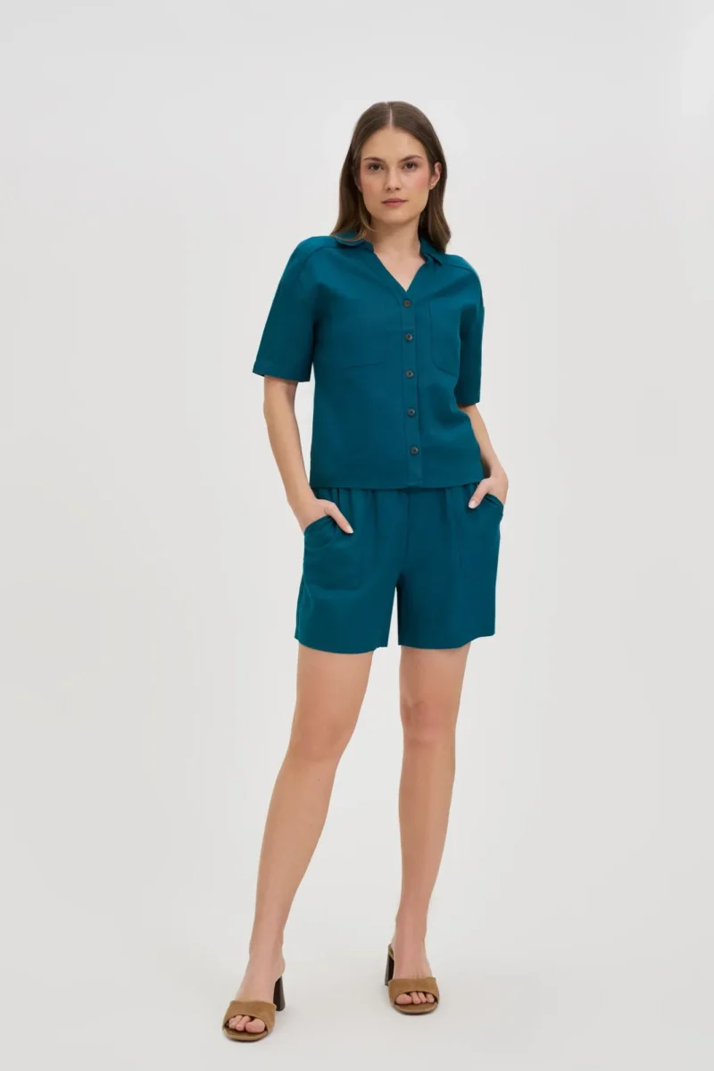 WOMEN'S SHORTS L-SH-4614 D.GREEN