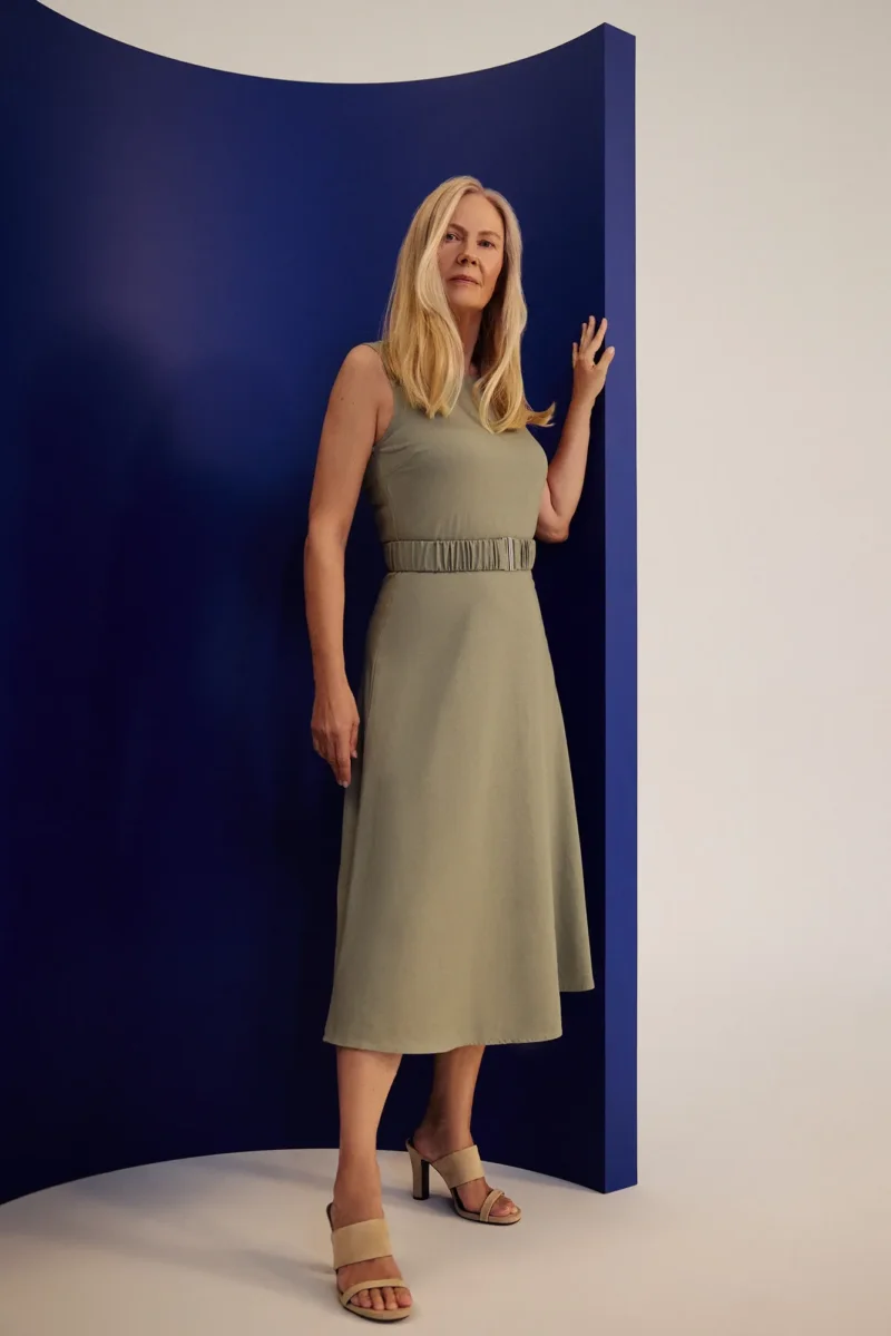 WOMEN'S DRESS L-SU-4665 OLIVE - Imagen 6