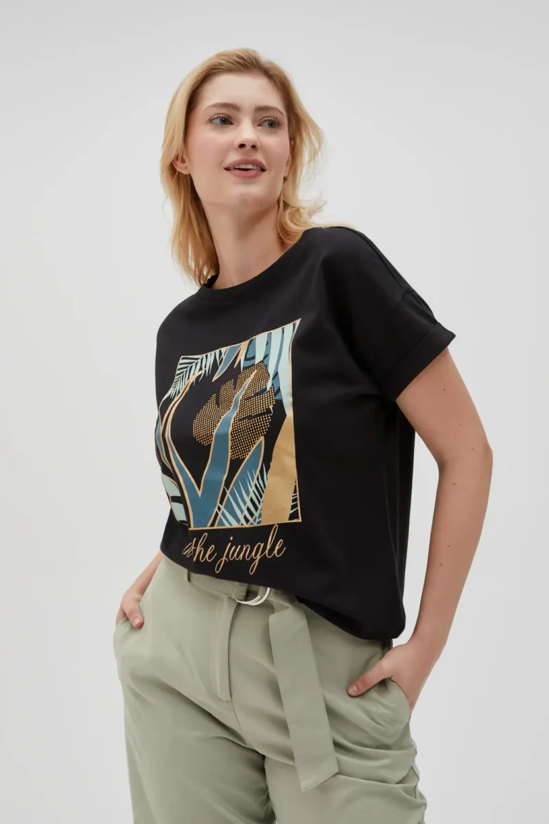 WOMEN'S TSHIRT L-TS-4633 BLACK - Imagen 4