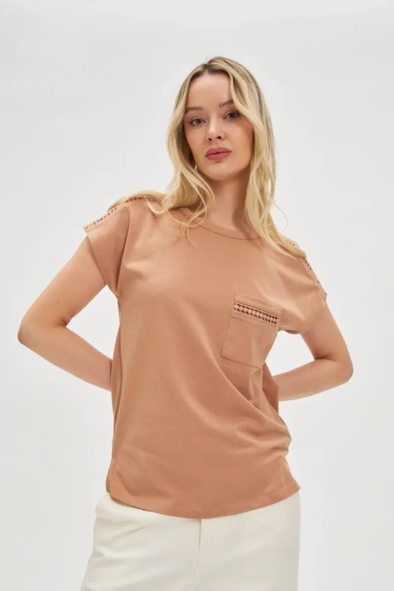 WOMEN'S TSHIRT L-TS-4635 L.BROWN - Imagen 3