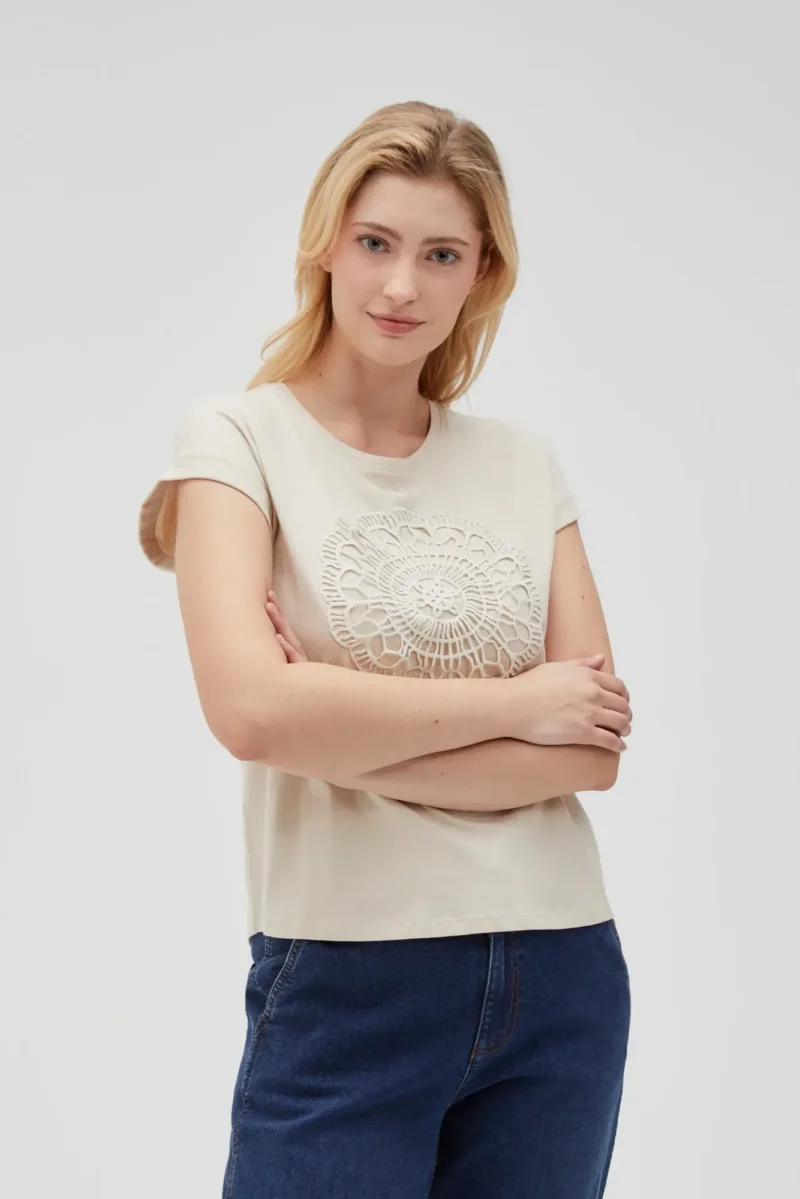 WOMEN'S TSHIRT L-TS-4644 L.BEIGE - Imagen 2