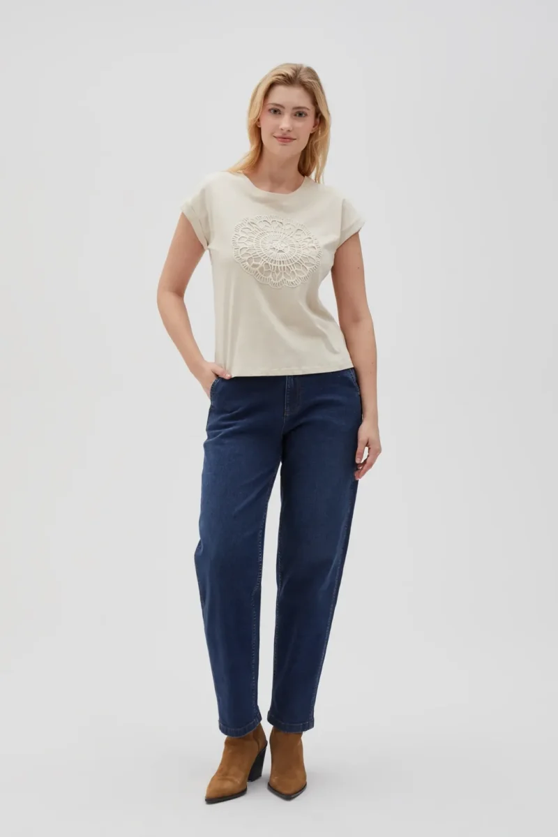 WOMEN'S TSHIRT L-TS-4644 L.BEIGE - Imagen 3