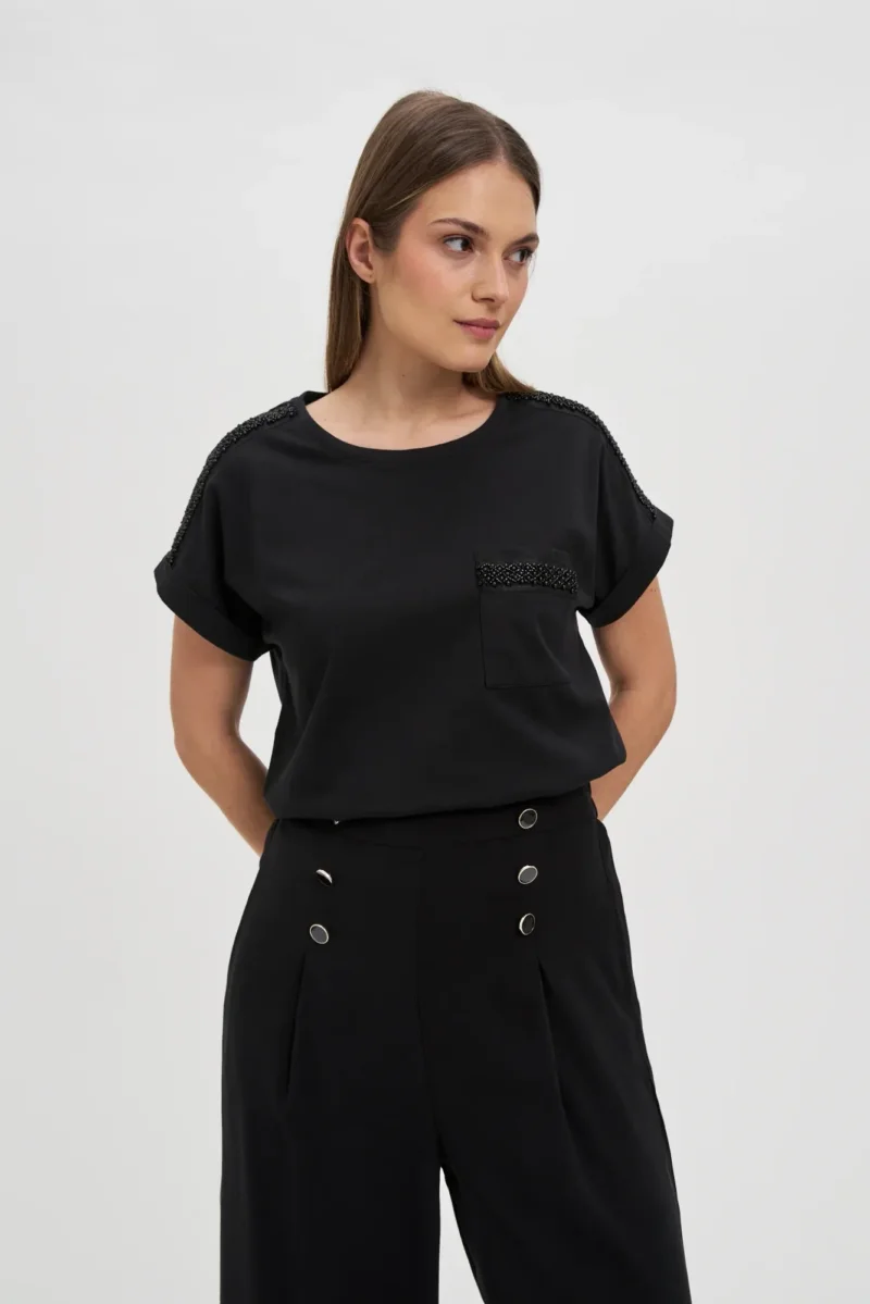 WOMEN'S TSHIRT L-TS-4650 BLACK - Imagen 4