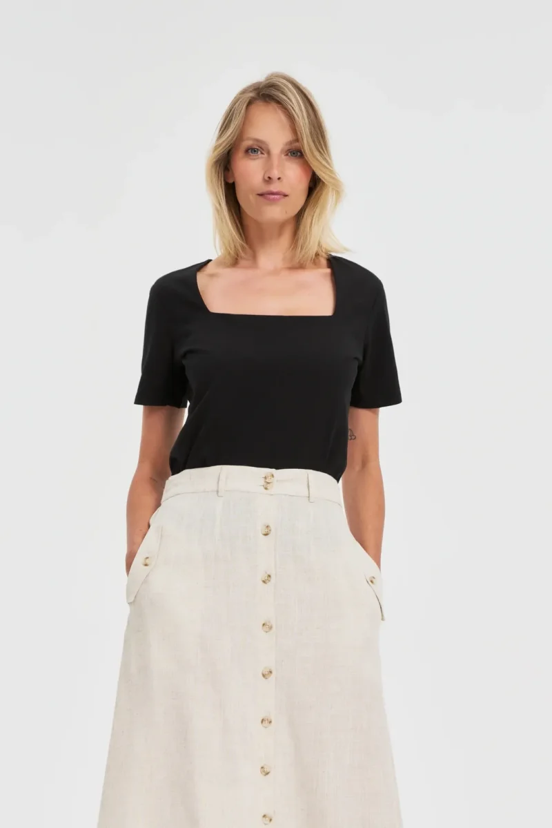 WOMEN'S TSHIRT L-TS-4652 BLACK - Imagen 3