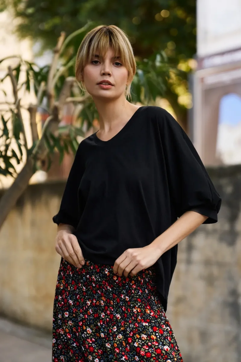 WOMEN'S TSHIRT L-TS-4658 BLACK - Imagen 4