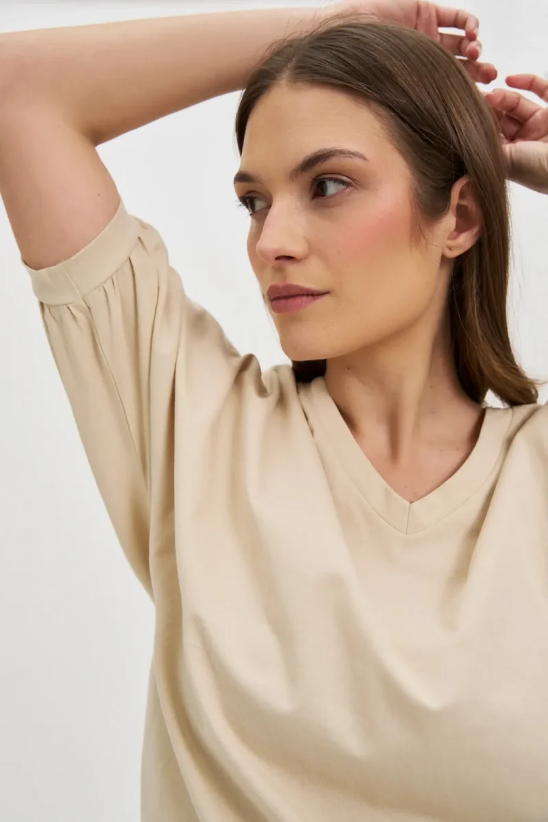 WOMEN'S TSHIRT L-TS-4658 L.BEIGE - Imagen 2