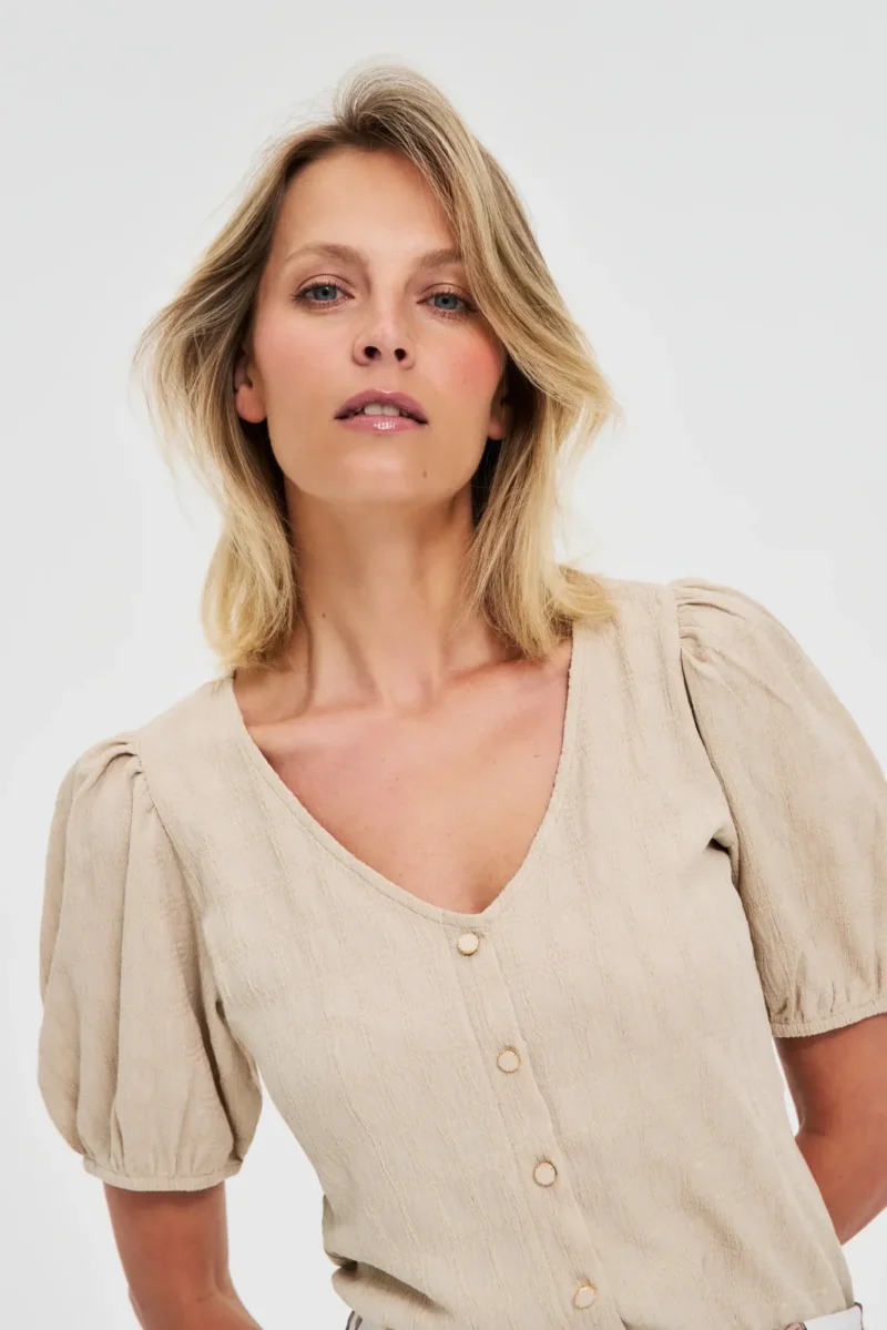 WOMEN'S TSHIRT L-TS-4670 L.BEIGE - Imagen 2