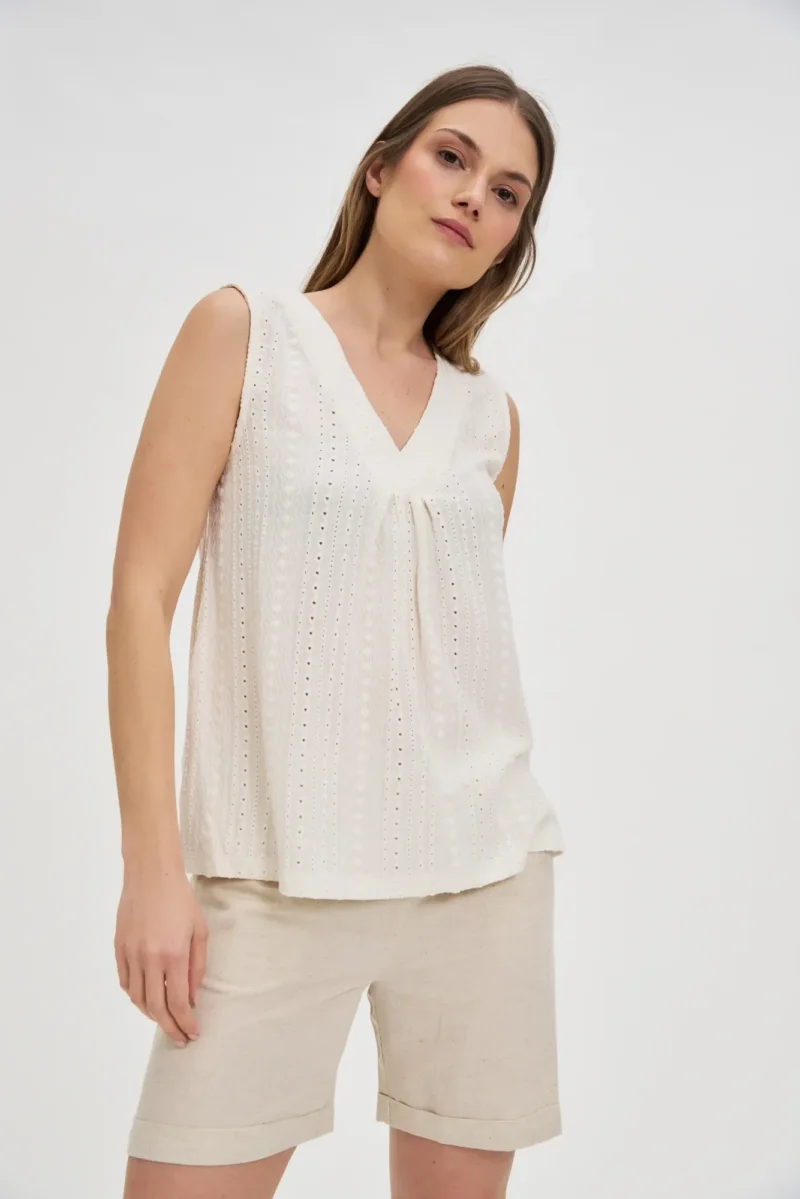 WOMEN'S TOP L-TS-4677 OFF WHITE - Imagen 5