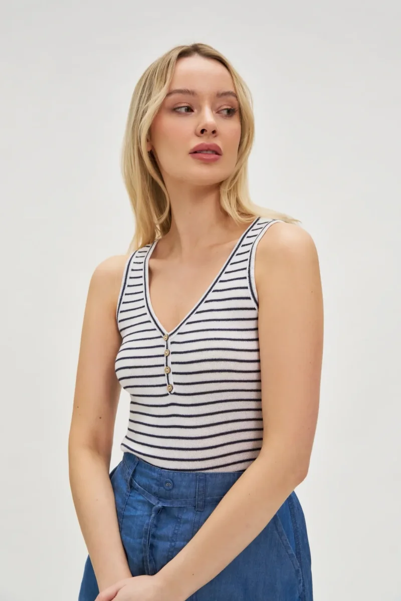 WOMEN'S TOP L-TS-4680 WHITE_NAVY - Imagen 2