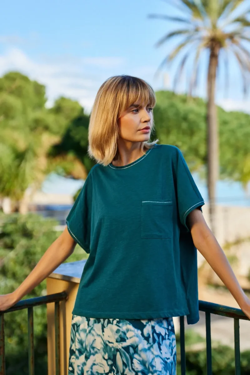 WOMEN'S TSHIRT L-TS-4693 D.GREEN - Imagen 2