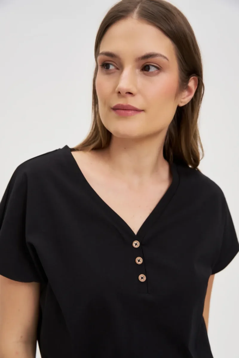 WOMEN'S TSHIRT L-TS-4702 BLACK - Imagen 2