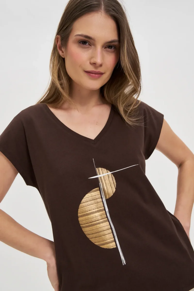 WOMEN'S T-SHIRT L-TS-4737 D.BROWN - Imagen 2