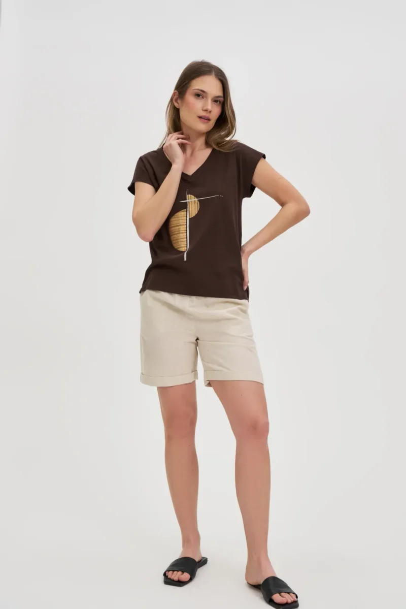 WOMEN'S T-SHIRT L-TS-4737 D.BROWN - Imagen 3