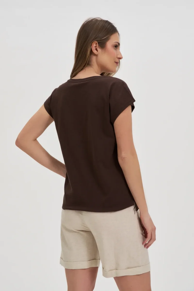 WOMEN'S T-SHIRT L-TS-4737 D.BROWN - Imagen 4