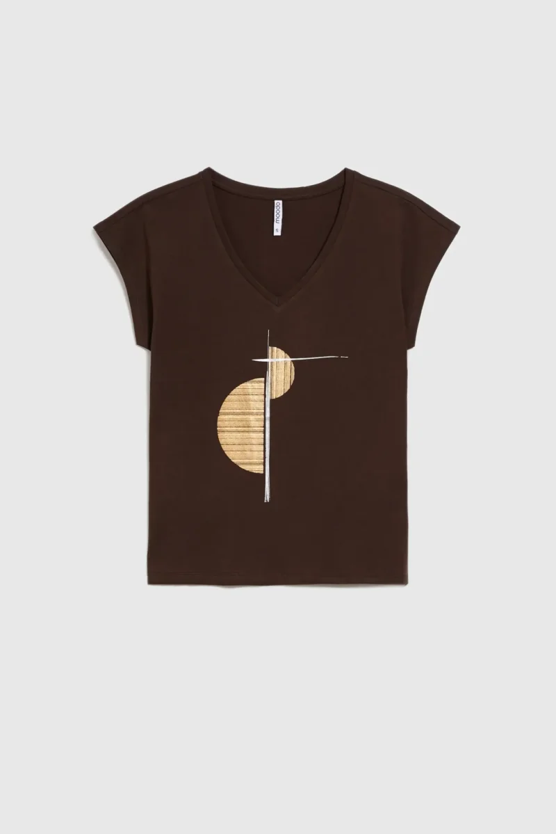 WOMEN'S T-SHIRT L-TS-4737 D.BROWN - Imagen 5
