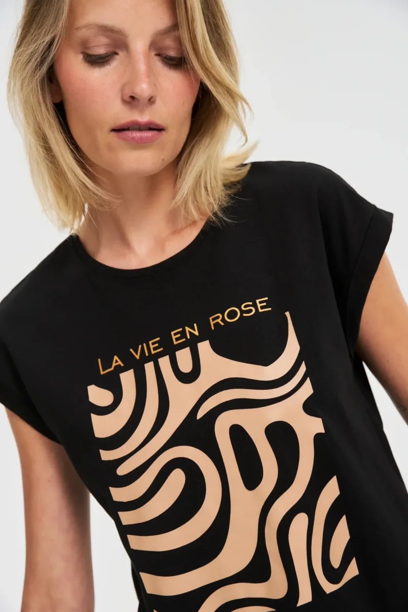 WOMEN'S T-SHIRT L-TS-4739 BLACK - Imagen 3