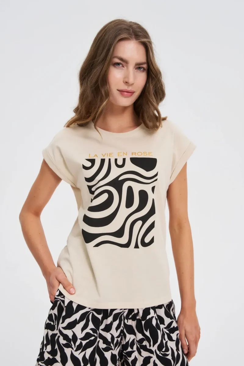 WOMEN'S T-SHIRT L-TS-4739 L.BEIGE