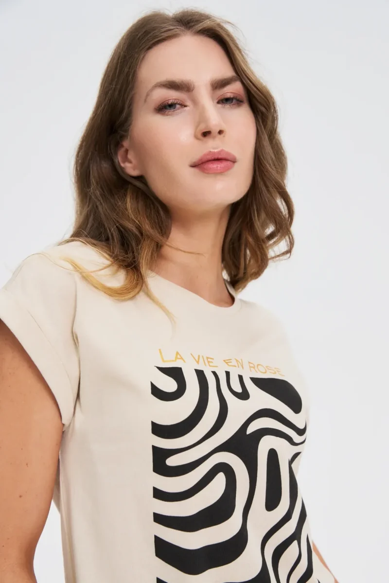 WOMEN'S T-SHIRT L-TS-4739 L.BEIGE - Imagen 2