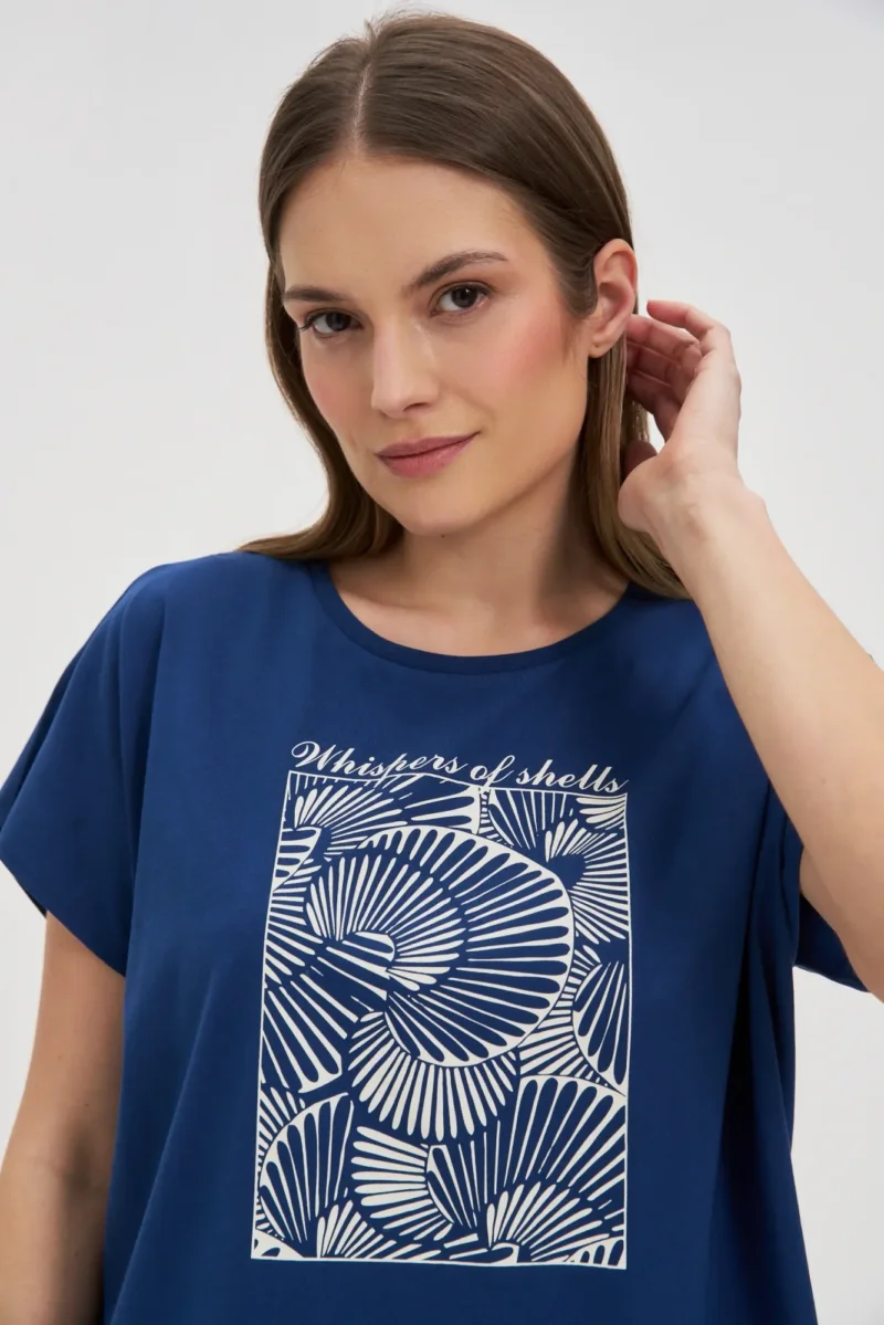 WOMEN'S T-SHIRT L-TS-4746 D.BLUE