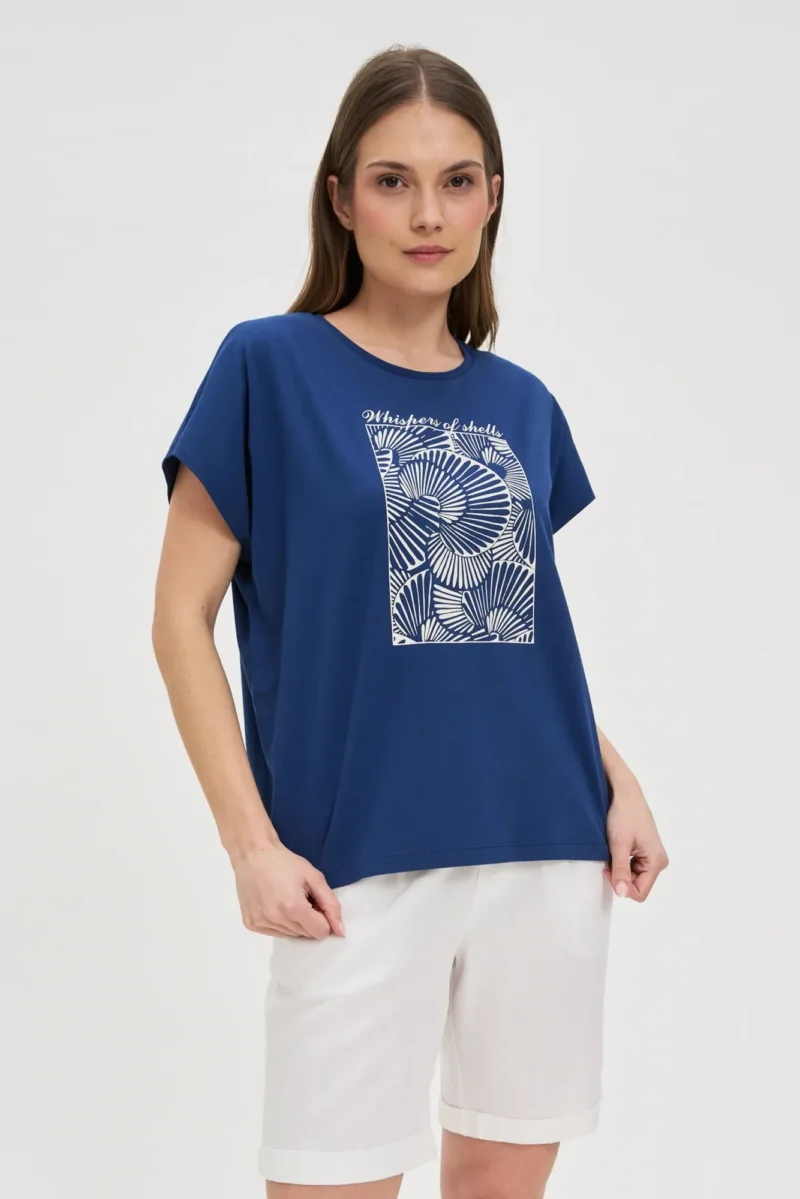 WOMEN'S T-SHIRT L-TS-4746 D.BLUE - Imagen 2
