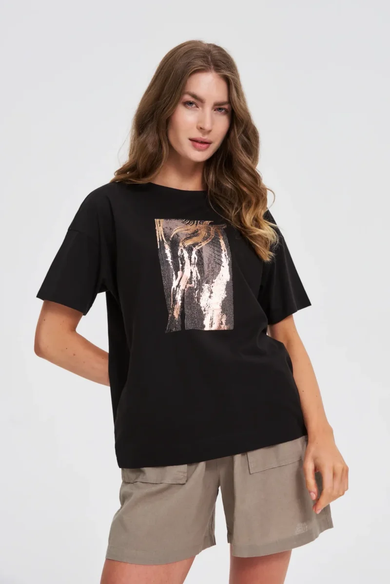 WOMEN'S T-SHIRT L-TS-4749 BLACK