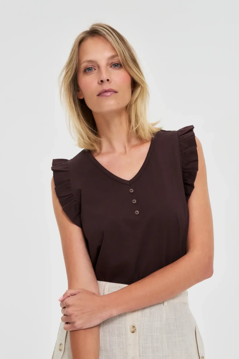 WOMEN'S TOP L-TS-4682 D.BROWN