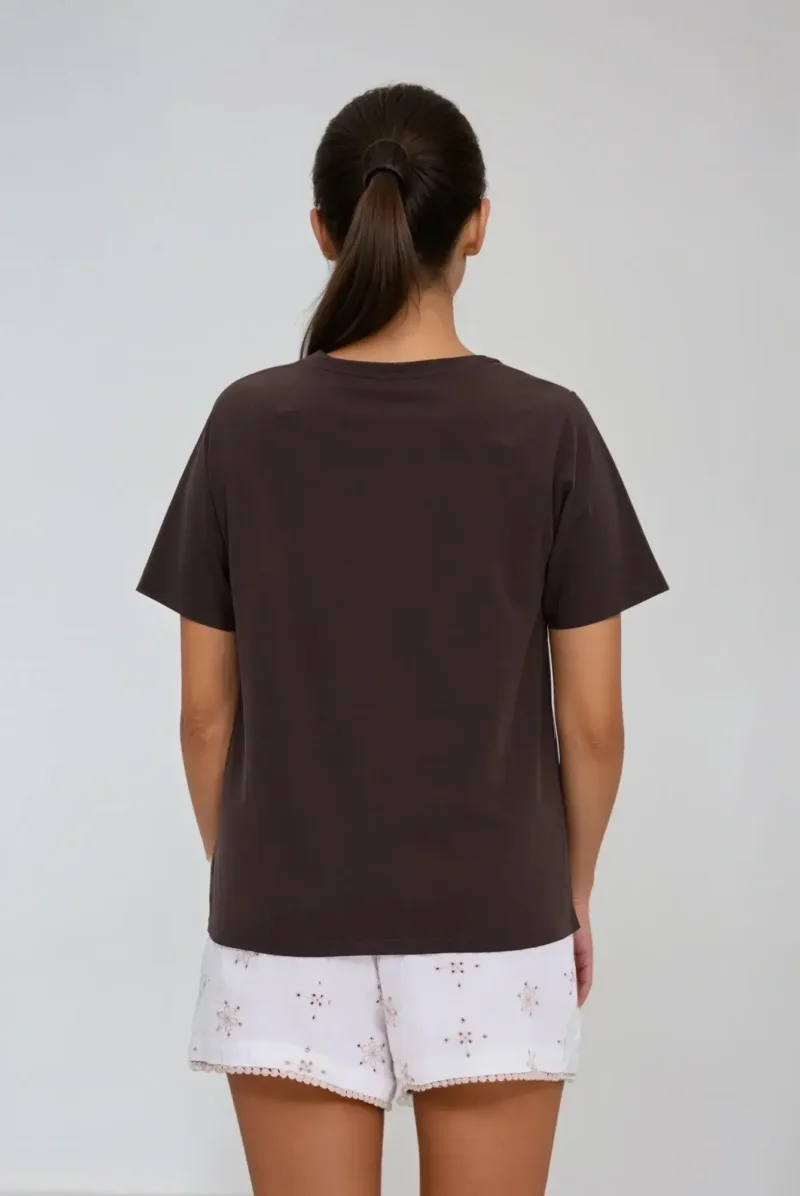 WOMEN'S TSHIRT L-TS-4725 D.BROWN - Imagen 2