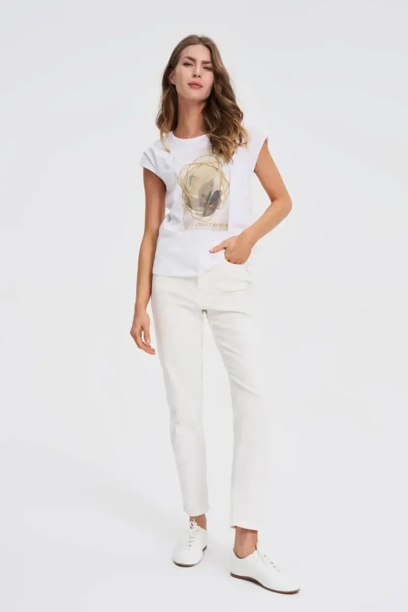 WOMEN'S T-SHIRT L-TS-4742 WHITE - Imagen 2