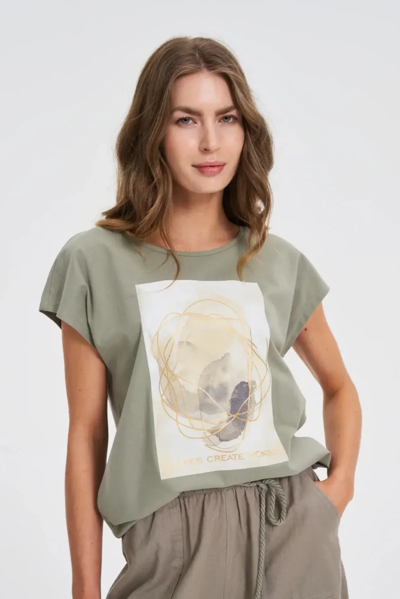 WOMEN'S T-SHIRT L-TS-4742 OLIVE