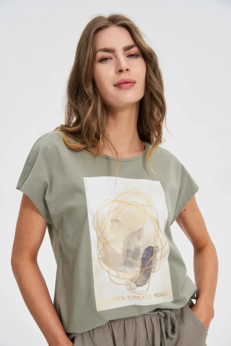 WOMEN'S T-SHIRT L-TS-4742 OLIVE - Imagen 3