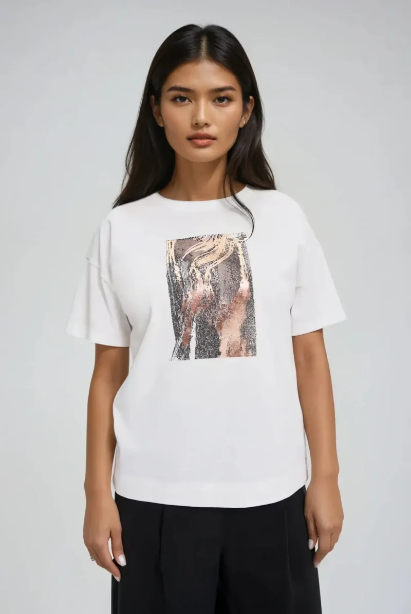 WOMEN'S T-SHIRT L-TS-4749 OFF WHITE