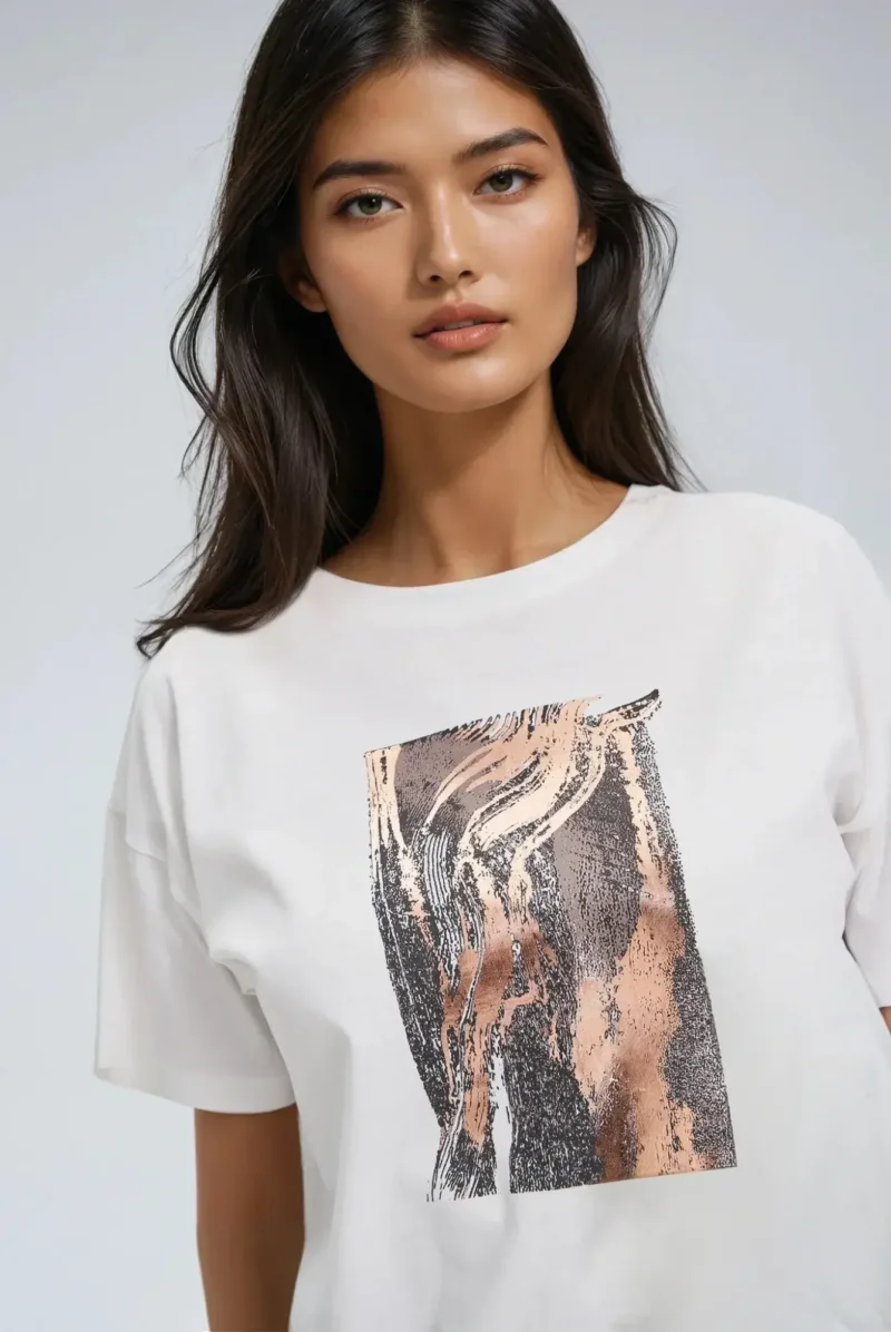 WOMEN'S T-SHIRT L-TS-4749 OFF WHITE - Imagen 3