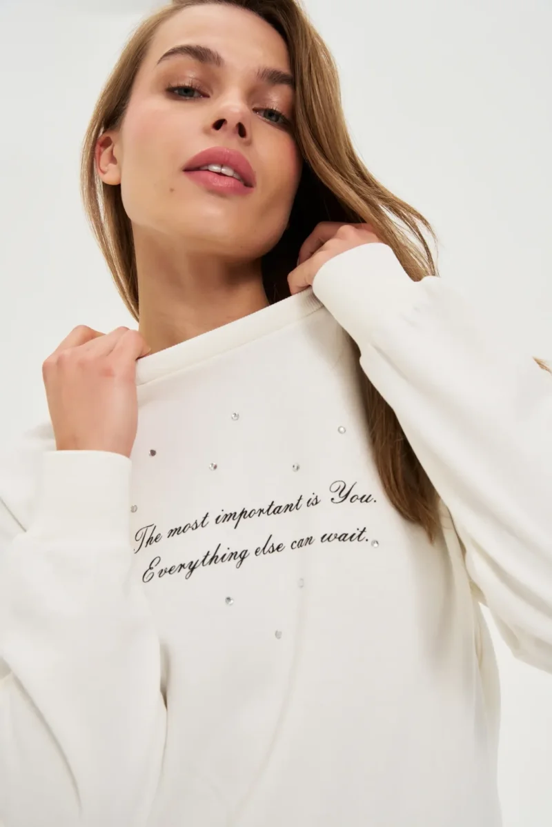 Sudadera Con Capucha De Mujer Z-BL-4805 OFF WHITE