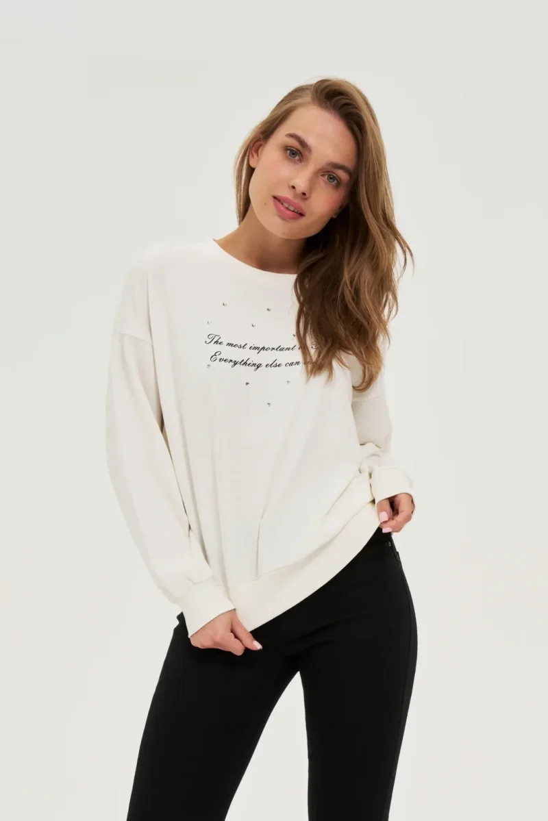 Sudadera Con Capucha De Mujer Z-BL-4805 OFF WHITE - Imagen 4