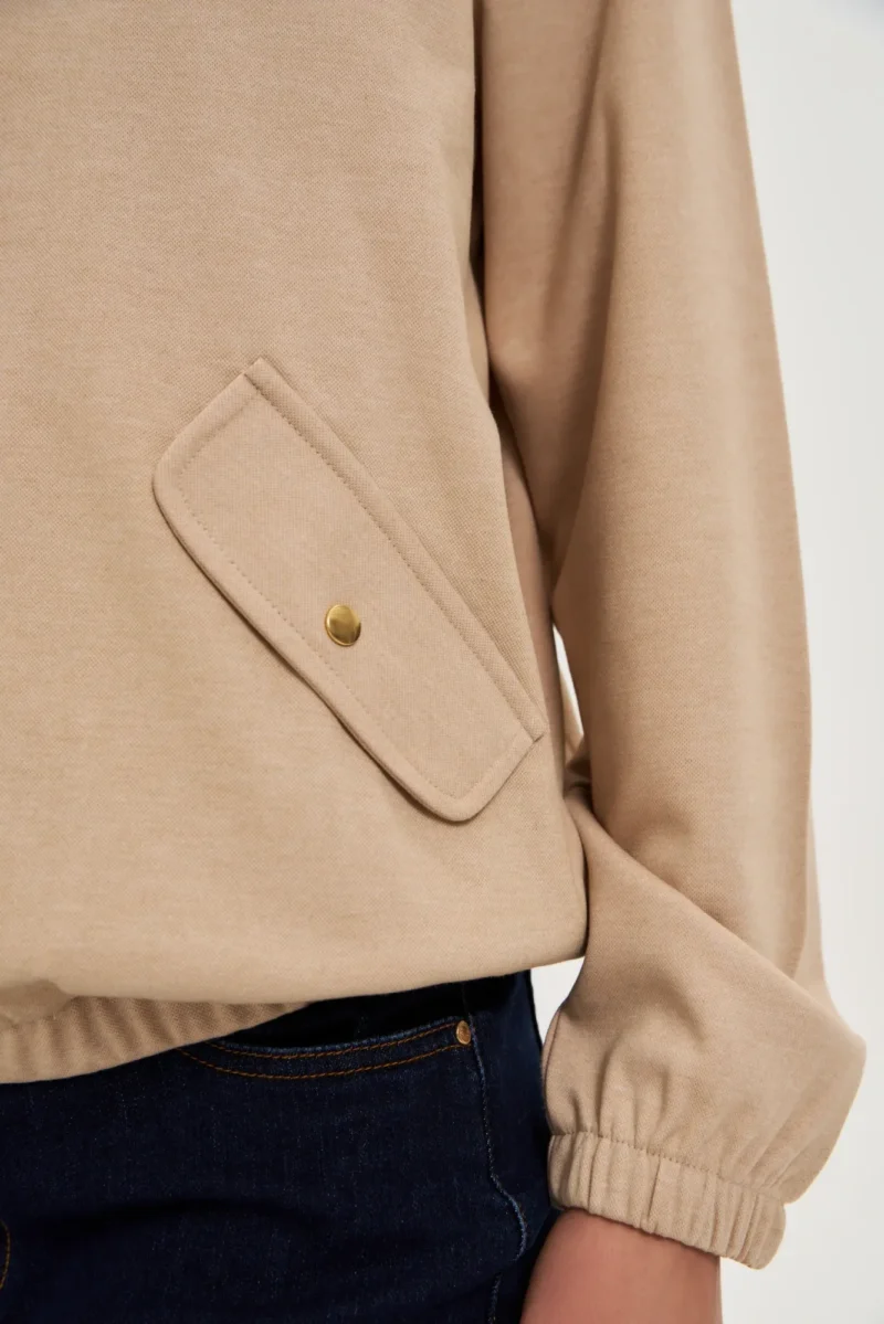 Sudadera Con Capucha De Mujer Z-BL-4811 BEIGE - Imagen 4