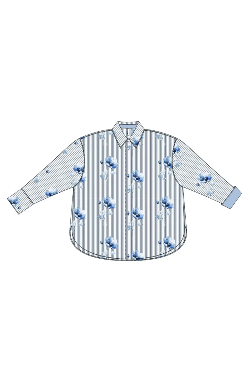 Camisa De Mujer Z-KO-4810 WHITE_BLUE