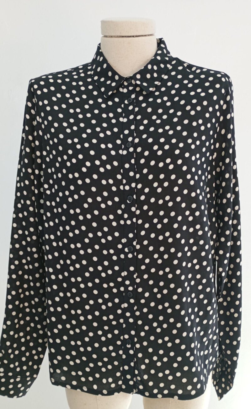 Camisa  Manga Larga De Mujer Tskj25Blk0034Dot01