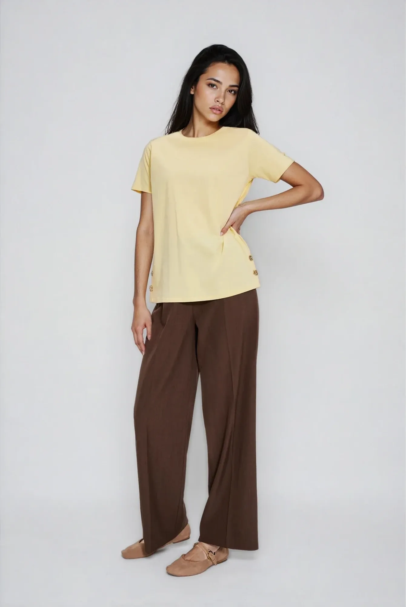 BLUSA MANGA CORTA L-TS-4913 L.YELLOW - Imagen 2