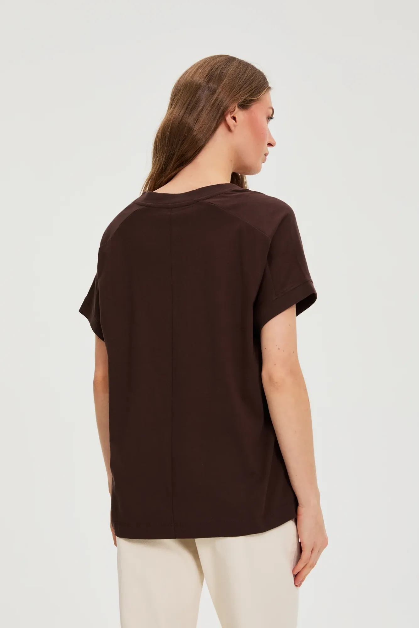 BLUSA MANGA CORTA L-TS-4942 BROWN - Imagen 3