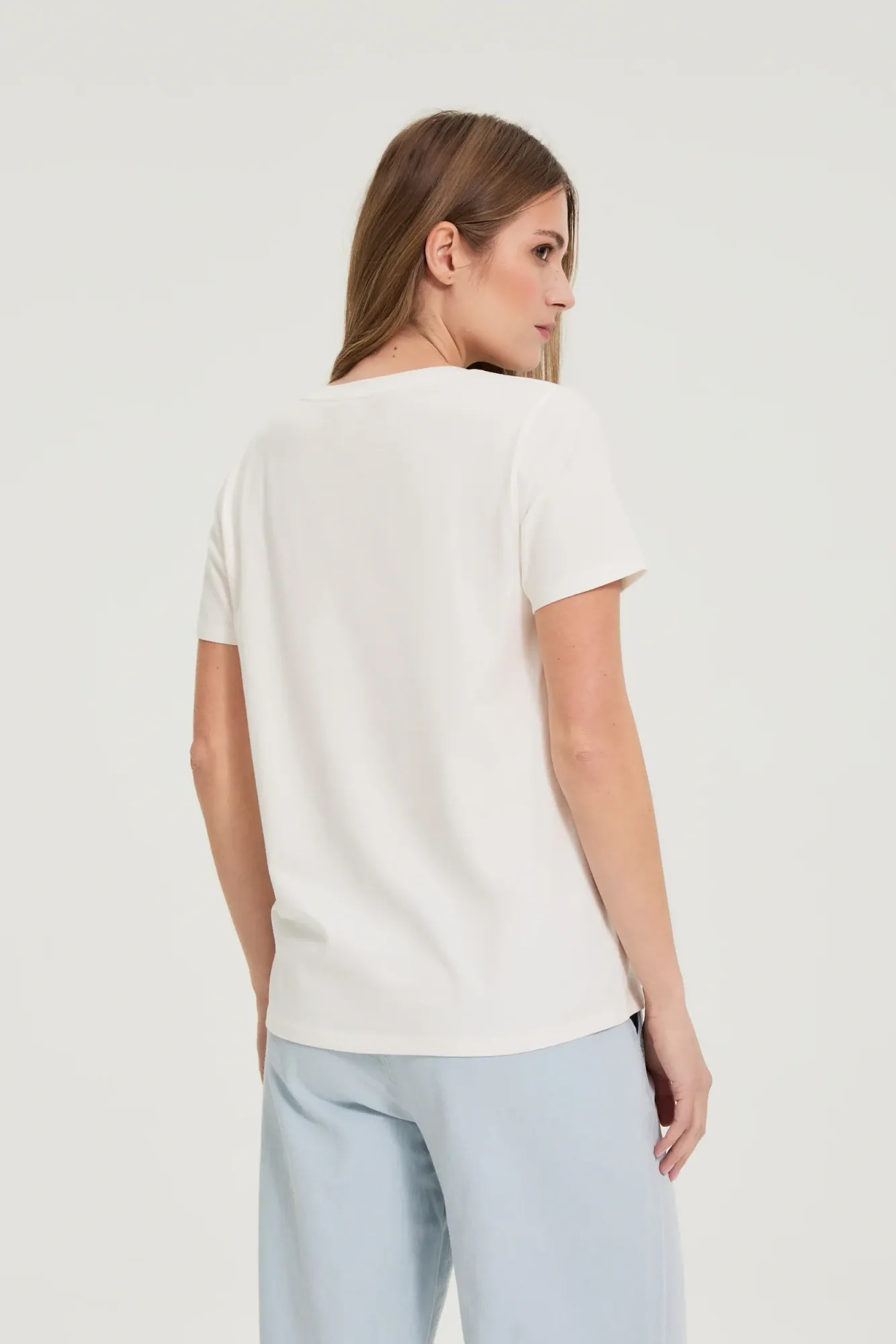 BLUSA MANGA CORTA L-TS-5003 OFF WHITE - Imagen 4
